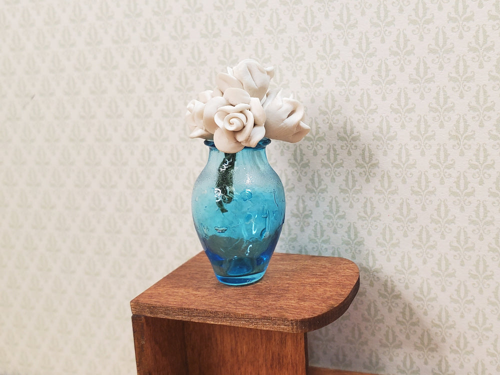 Dollhouse Aqua Glass Vase 1:12 Scale Miniature Decoration Flowers Color Defect