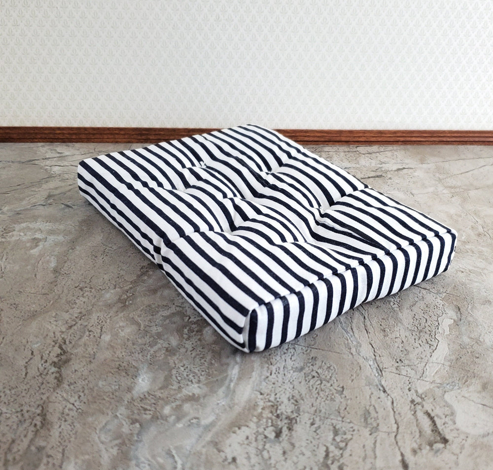 Dollhouse Miniature Mattress Double Size Black & White Striped 1:12 Scale Bedroom