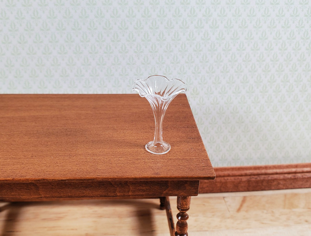 Dollhouse Clear Glass Floral Vase Tall Slim 1:12 Scale Miniature Decoration