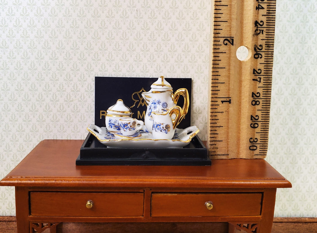 Dollhouse Coffee for 1 Blue Onion Pattern Reutter Porcelain 1:12 Scale Miniature