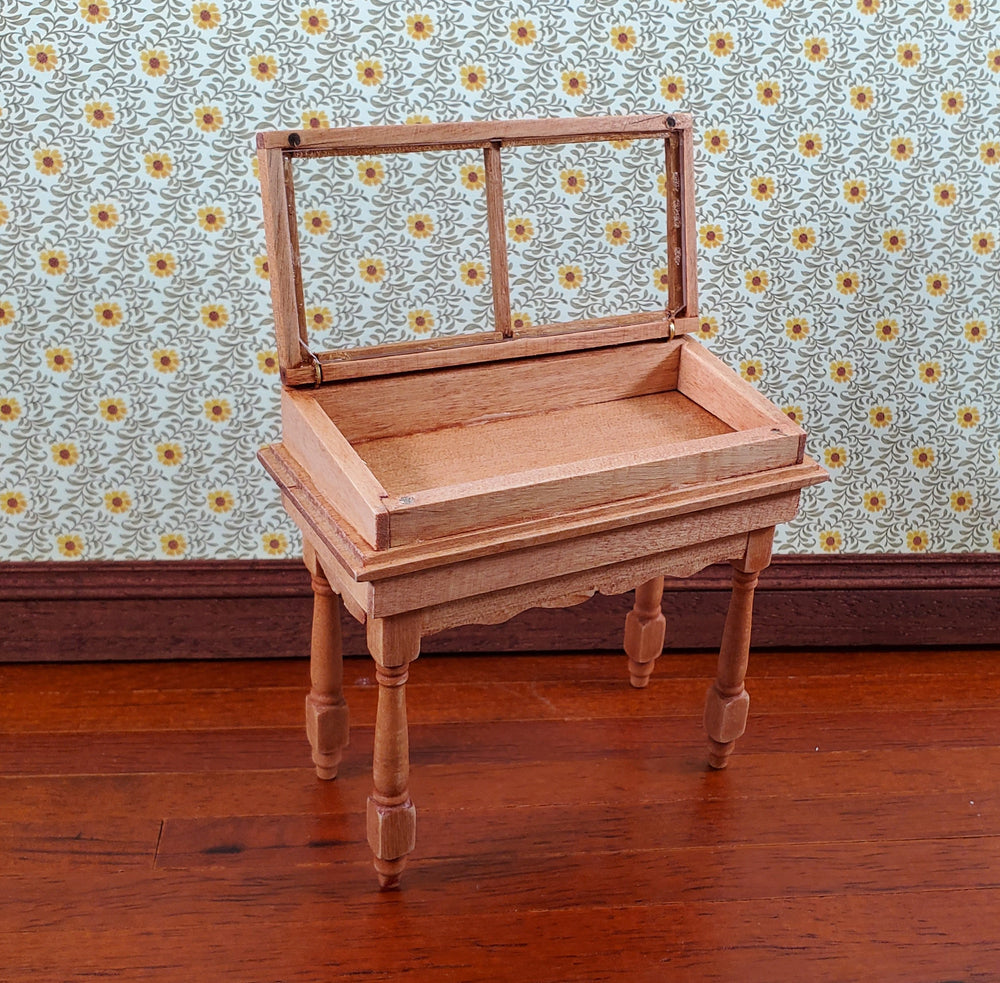 Dollhouse Curio Table Display Cabinet Lifting Top 1:12 Scale Miniature Furniture
