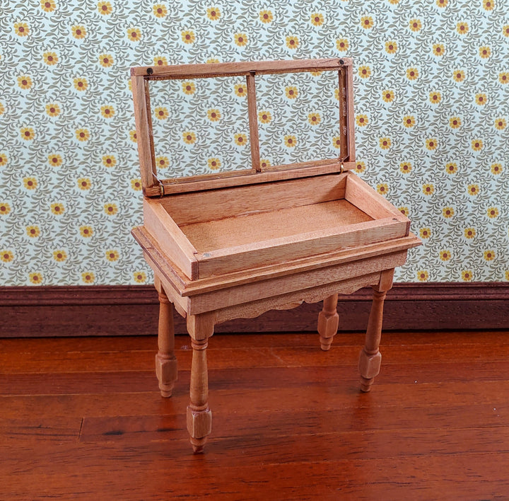 Dollhouse Curio Table Display Cabinet Lifting Top 1:12 Scale Miniature Furniture