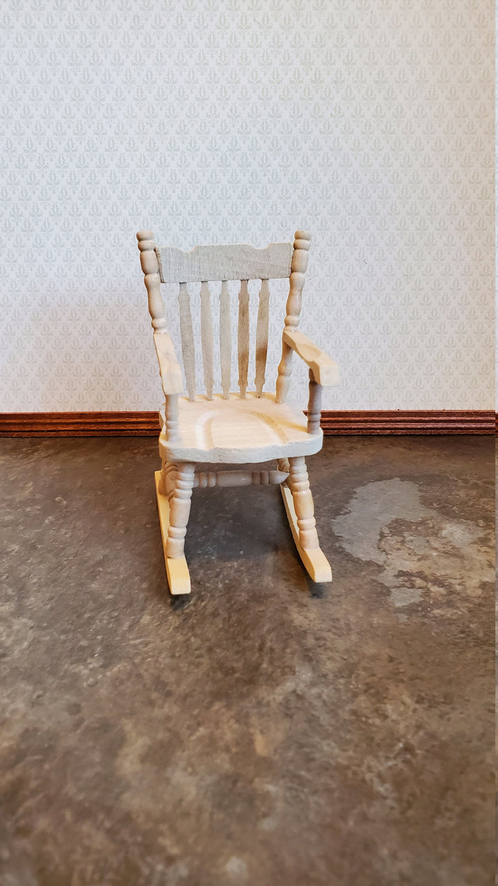 Dollhouse Rocking Chair 1:12 Scale Miniature Furniture Unpainted Wood