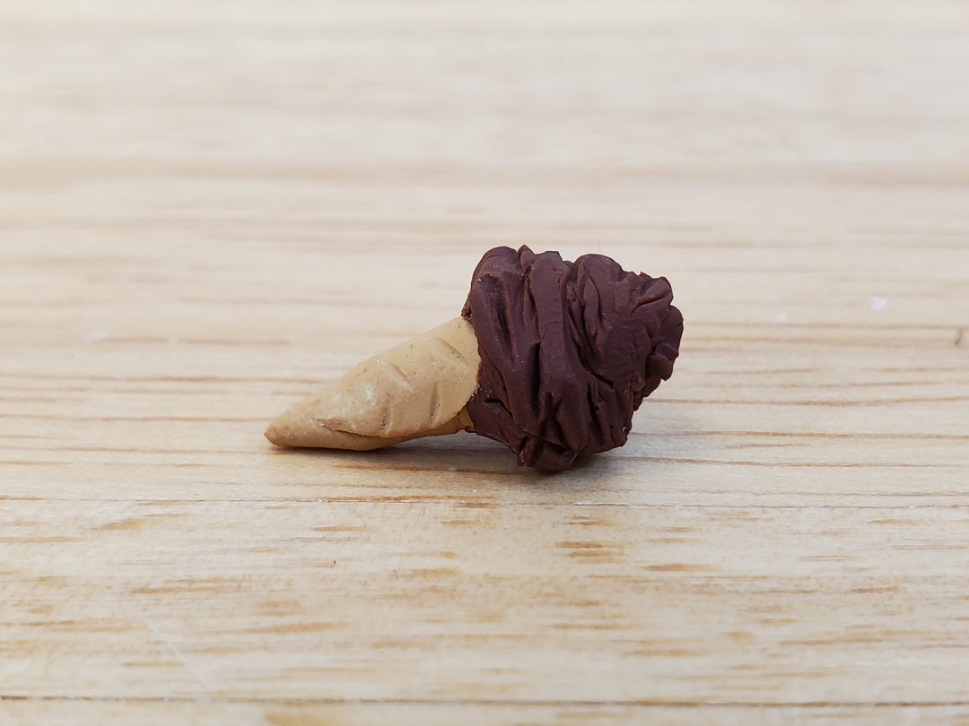 Dollhouse Ice Cream Cone Chocolate 1:12 Scale Miniature Food Hand Crafted