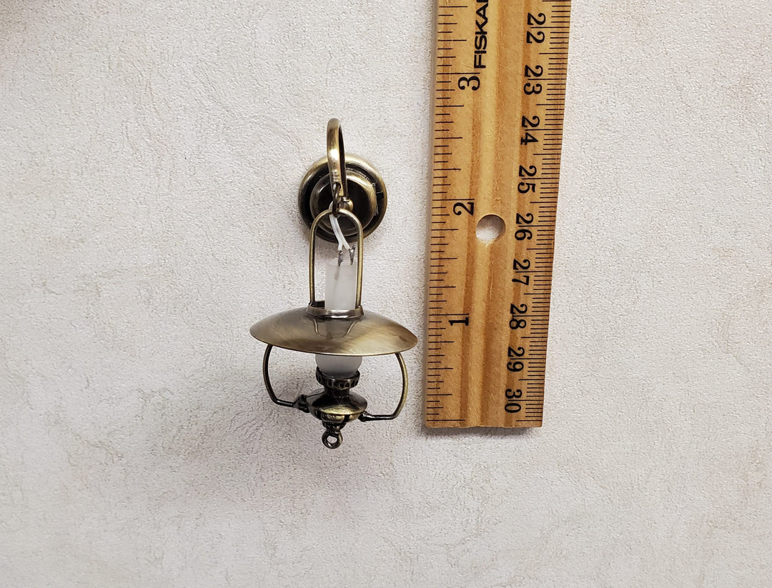 Dollhouse Miniature Battery Light "Gas" Wall Light Aged Brass 1:12 Scale Lantern