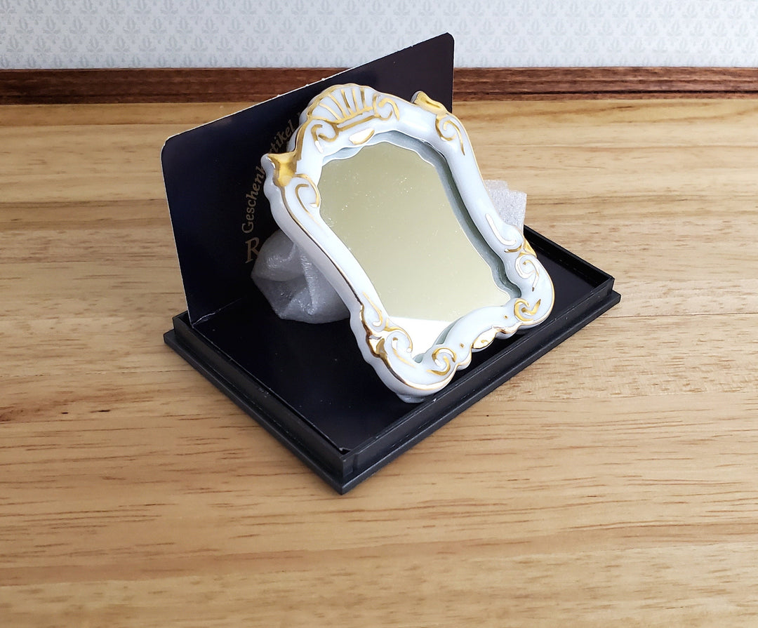 Dollhouse Miniature Mirror Reutter Porcelain White & Gold 1:12 Scale