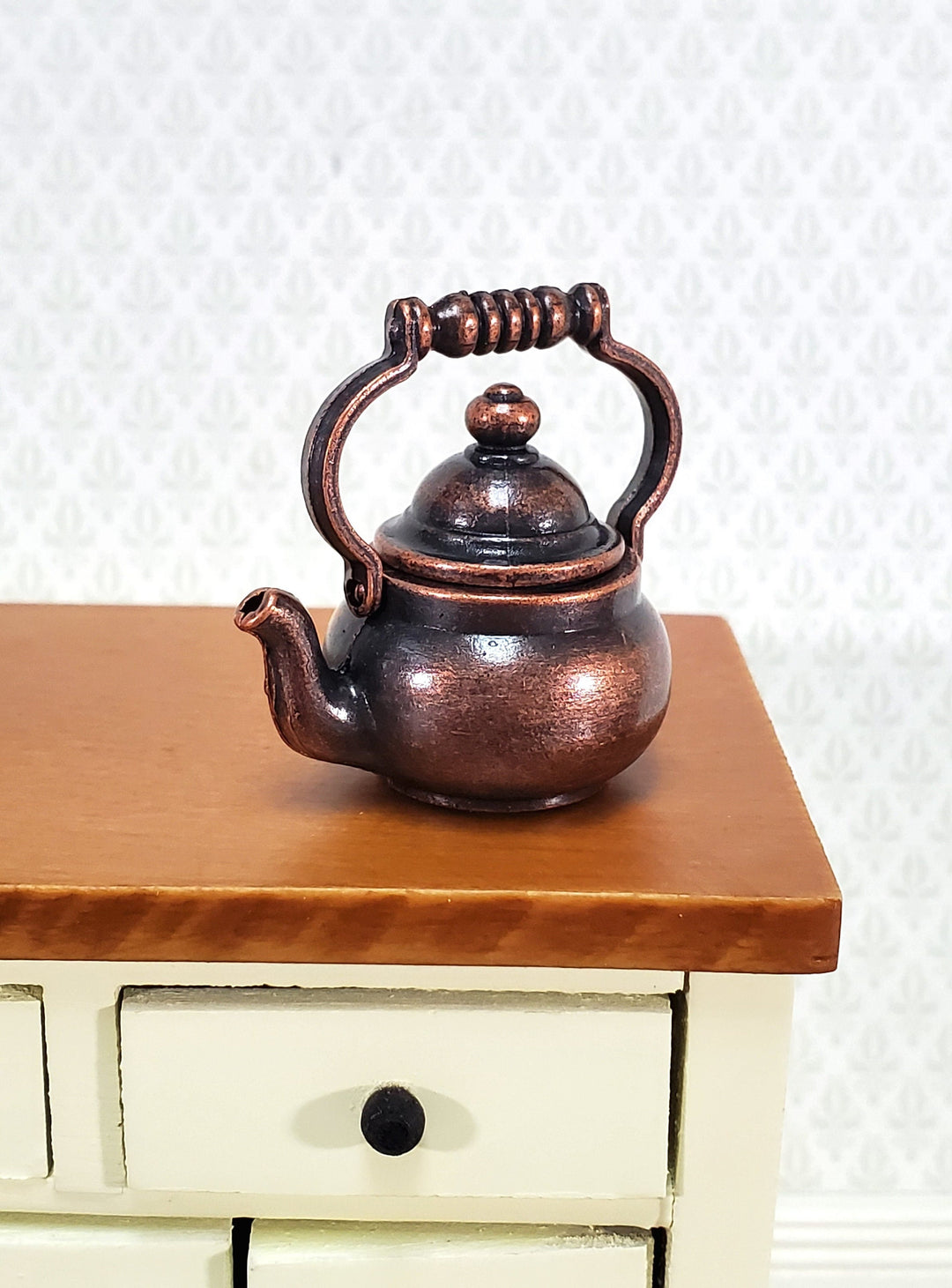 Dollhouse Teapot Kettle Antique Bronze Finish Large Scale Miniature Kitchen