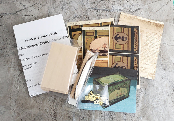 Dollhouse Miniature Trunk Kit Nautical Tall Ship Antique Style 1:12 Scale Furniture