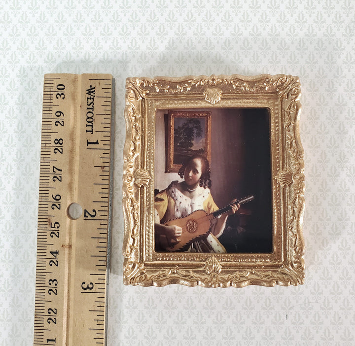 Miniature Vermeer Framed Print The Guitar Player 1:12 Scale Dollhouse Decor
