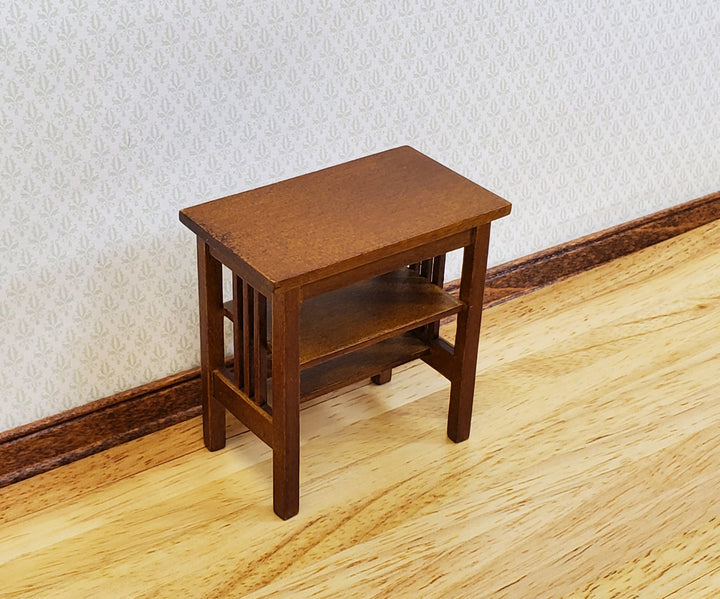 JBM Miniature Side Table TALL Arts & Crafts Style 1:12 Scale Dollhouse Furniture