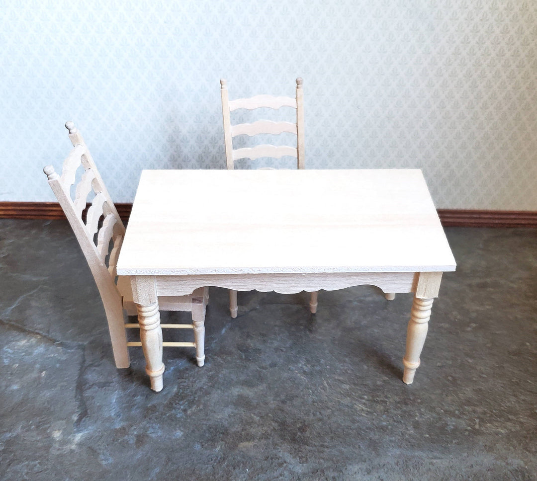 Dollhouse Miniature Kitchen or Dining Room Table Unfinished 1:12 Scale Furniture