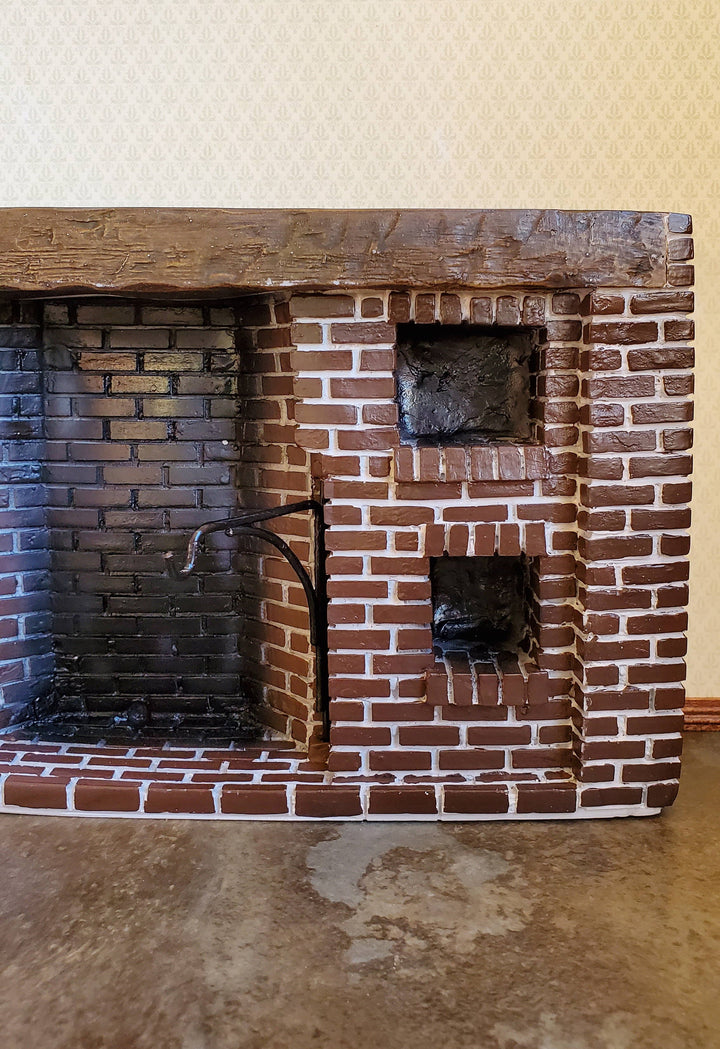Dollhouse Miniature Large Fireplace Brick Walk-In Style Colonial 1:12 Scale