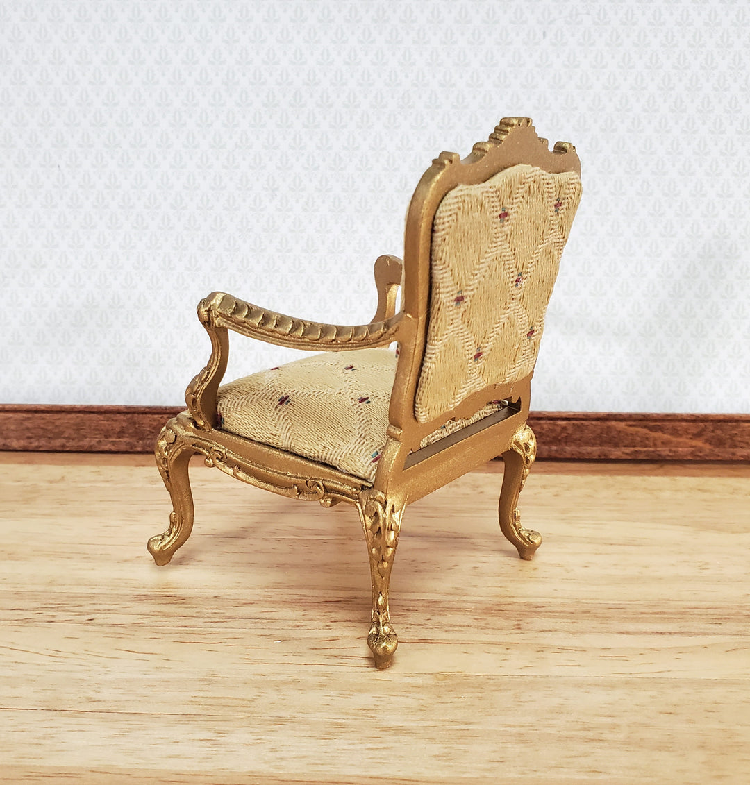 JBM Dollhouse Armchair Chair Rococo Style Gold 1:12 Scale Miniature