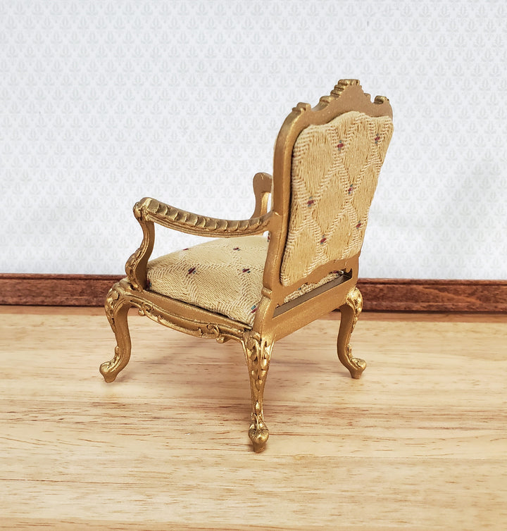 JBM Dollhouse Armchair Chair Rococo Style Gold 1:12 Scale Miniature