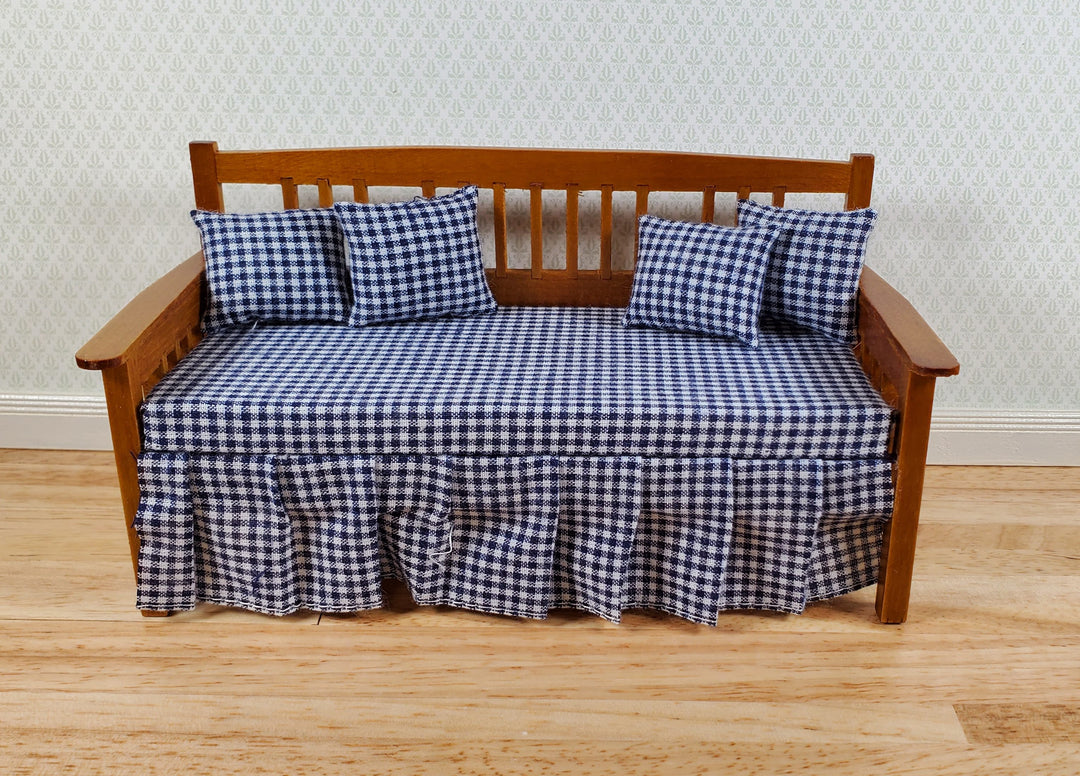 Dollhouse Day Bed with Pillows Walnut Finish 1:12 Scale Miniature Furniture
