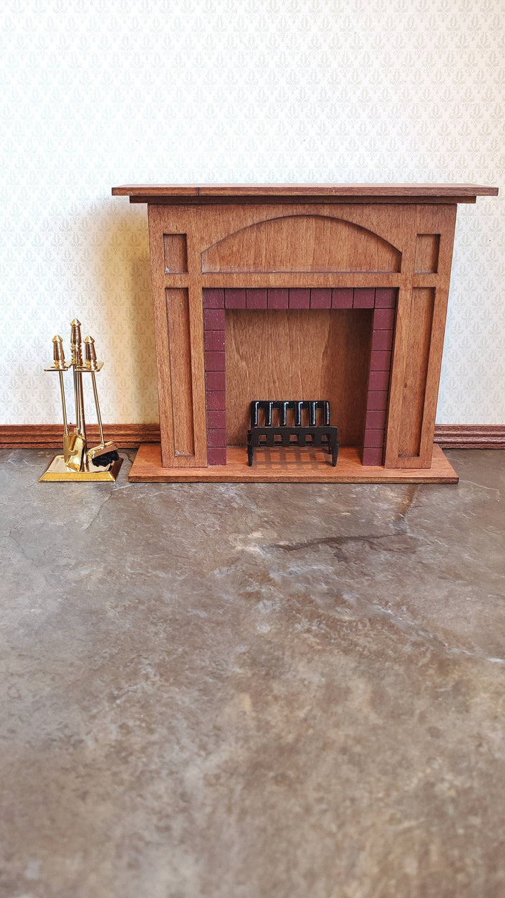 Dollhouse Miniature Fireplace Accessory Set Shovel Broom Poker Gold 1:12 Scale