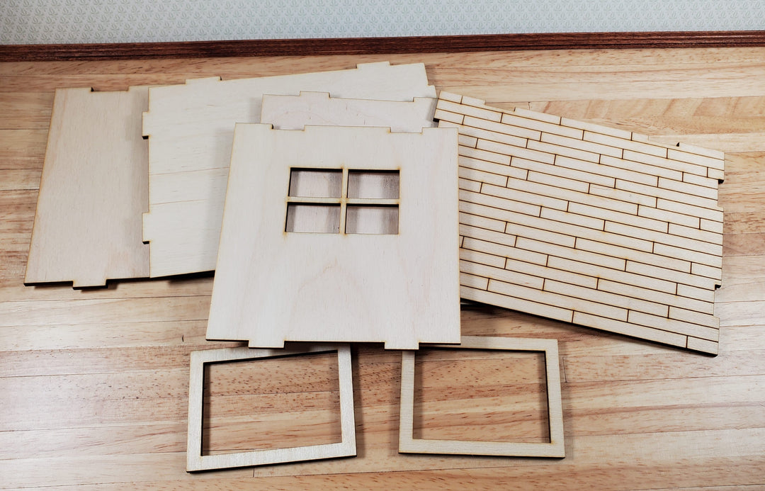 Half Scale Room Box DIY Kit Small Diorama Window Wood Floor 1:24 Miniature 6x4.5