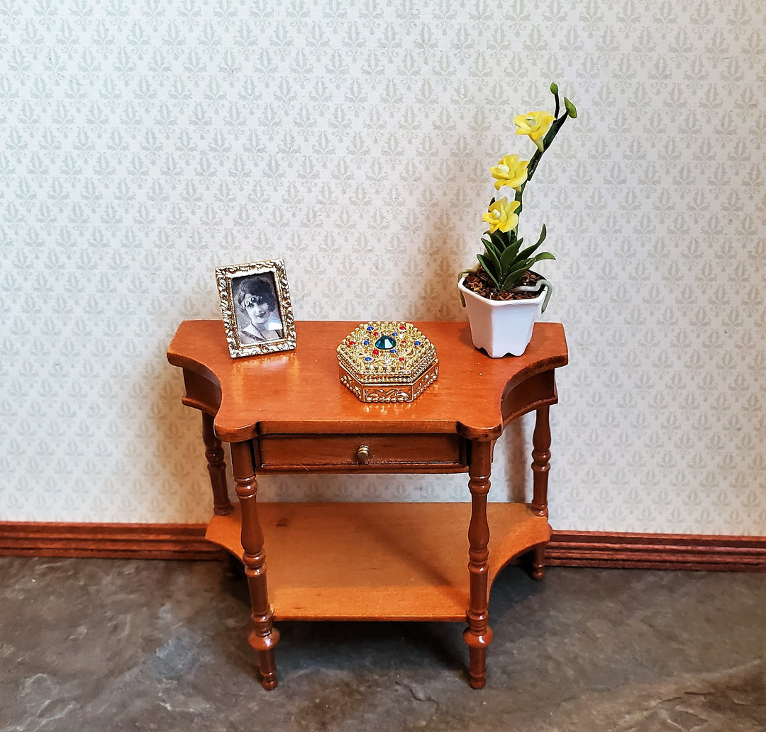 Dollhouse Gold Jewelry Box with Jewels Opening Lid 1:12 Scale Miniature