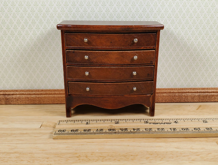 Dollhouse Dresser 4 Drawer Wood Walnut Finish 1:12 Scale Miniature Furniture