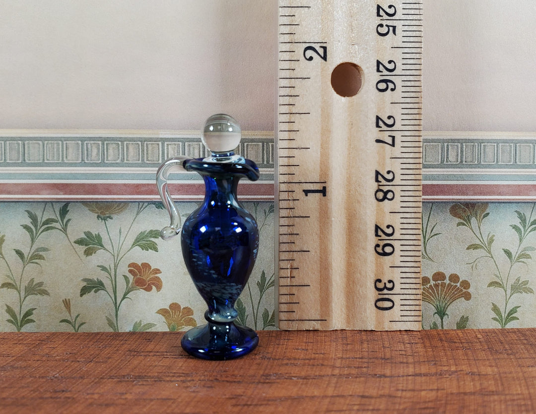 Miniature Tall Vase Pitcher with Stopper Dark Blue Handmade 1:12 Scale Dollhouse