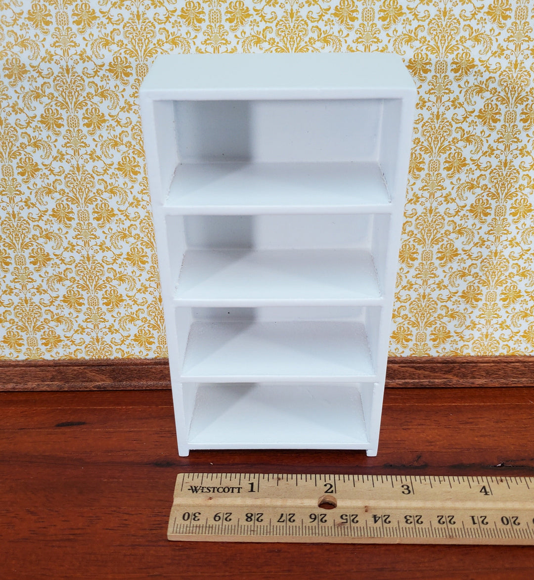 Dollhouse Shelves White Standing Bookcase 4 Shelf 1:12 Scale Furniture Bookshelf