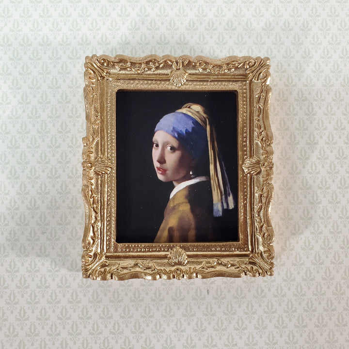 Miniature Vermeer Framed Print Girl with a Pearl Earring 1:12 Scale Dollhouse