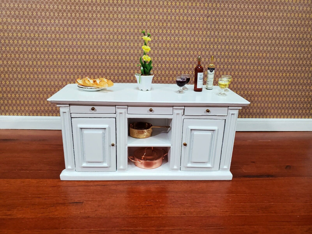 Dollhouse Kitchen Bar Island Large White 1:12 Scale Miniature Cupboard Wood Furniture