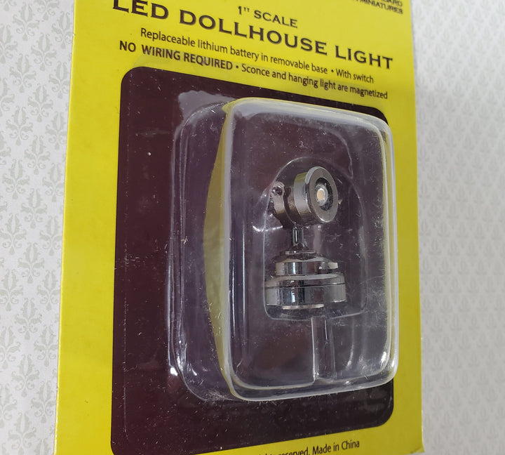 Dollhouse Battery Spot Ceiling Light Black Chrome 1:12 Scale Miniature Modern