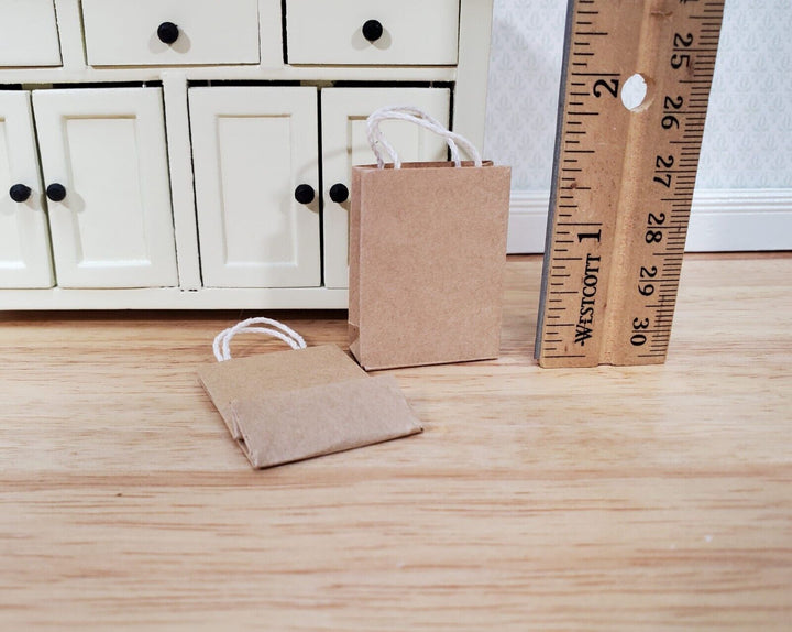 Dollhouse Brown Grocery Bags Shopping Paper Set of 4 1:12 Scale Miniature Decor
