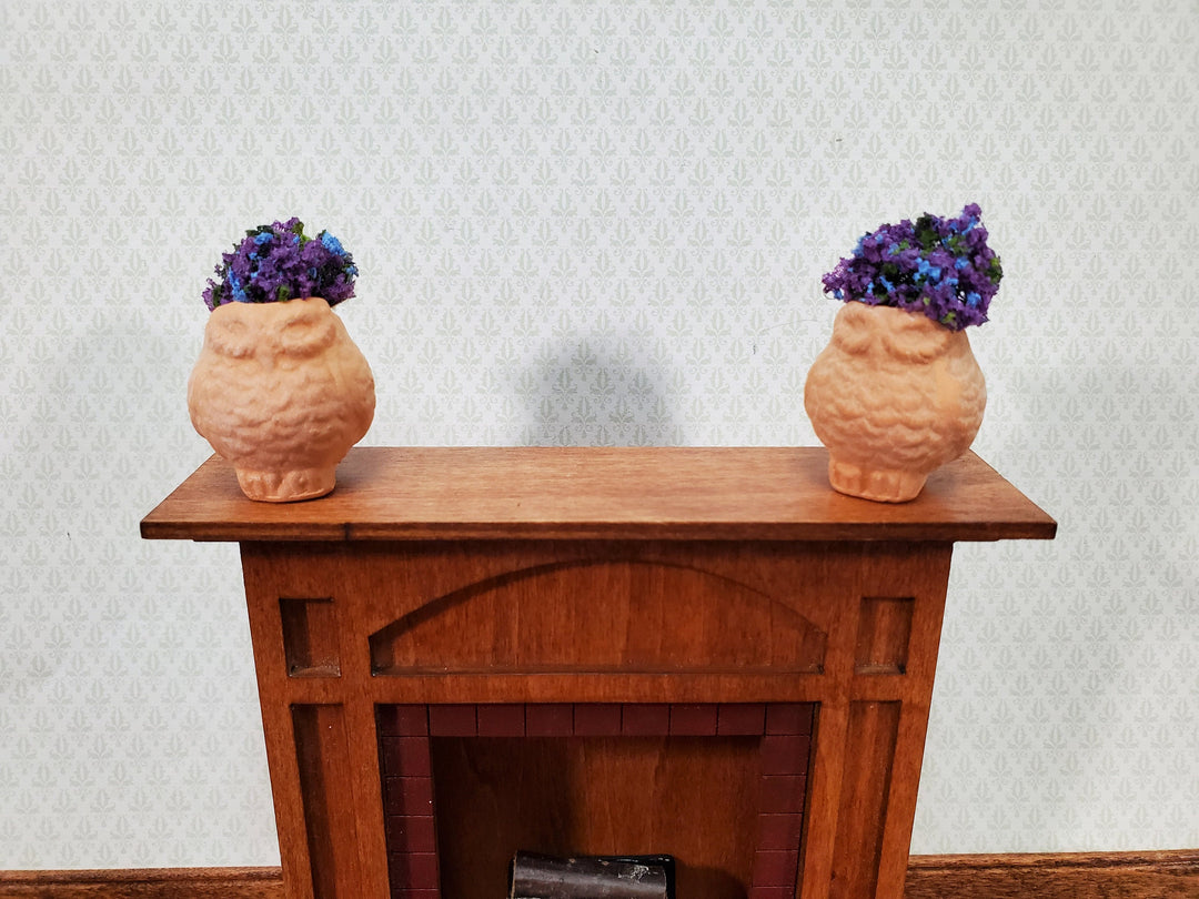 Dollhouse Owl Planters Terra Cotta Pots Set of 2 Unglazed 1:12 Scale Miniatures