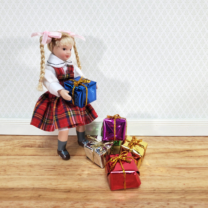 Dollhouse Wrapped Gifts Presents Foil Paper x6 MEDIUM Miniature Christmas