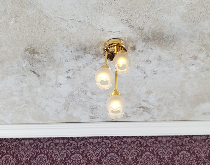 Dollhouse Battery Tall Tulip Ceiling Light Hanging 1:12 Scale Miniature