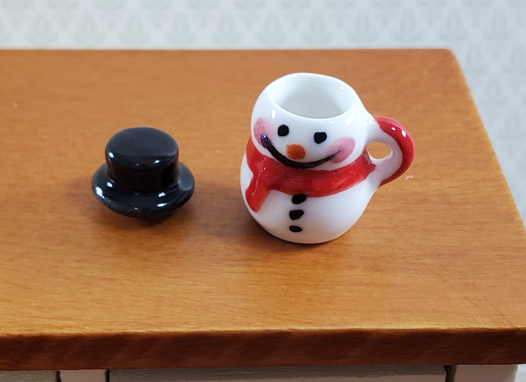 Dollhouse Snowman Mug Coffee Cup with Top Hat 1:12 Scale Miniature Ceramic