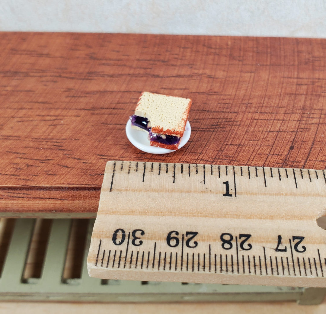 Dollhouse Peanut Butter & Jelly Sandwich with a Bite PBJ 1:12 Scale