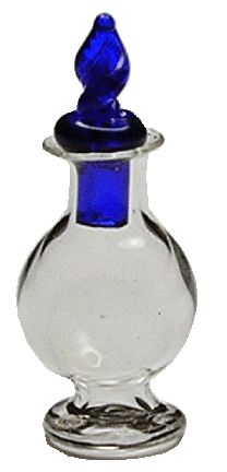 Miniature Glass Perfume Decanter with Blue Twist 1:12 Scale Dollhouse Decoration
