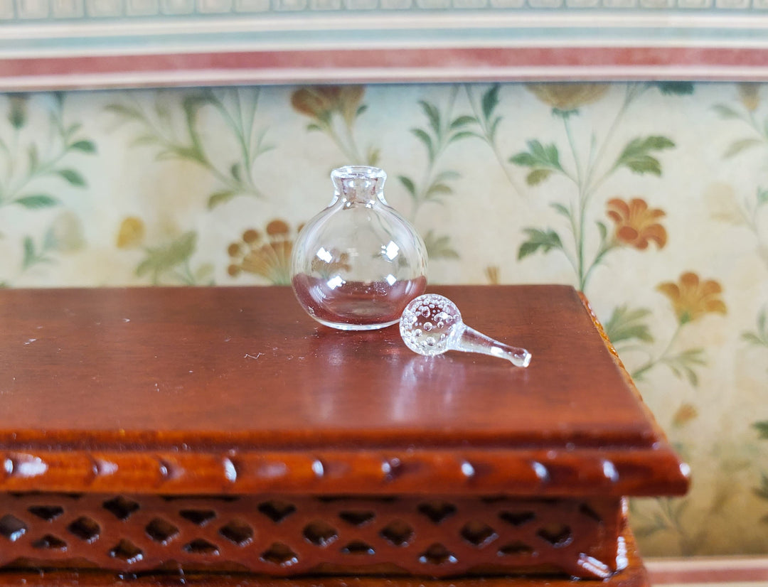 Dollhouse Small Round Bottom Jar with Fancy Stopper 1:12 Scale Miniature