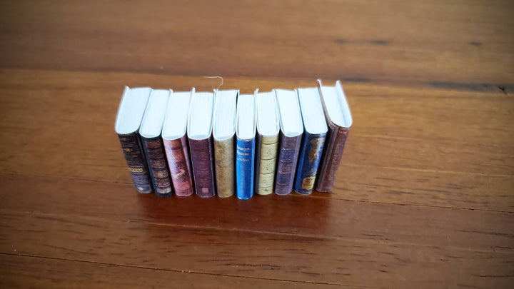 Dollhouse Miniature Book Set x10 Antique Style Set #2 1:12 Scale (blank inside)