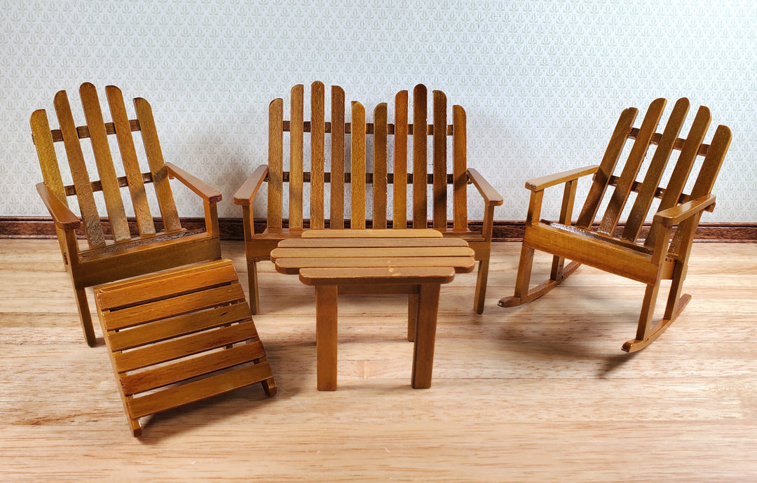 Dollhouse Adirondack Set Chair Rocker Table ++ 1:12 Scale Miniature Furniture