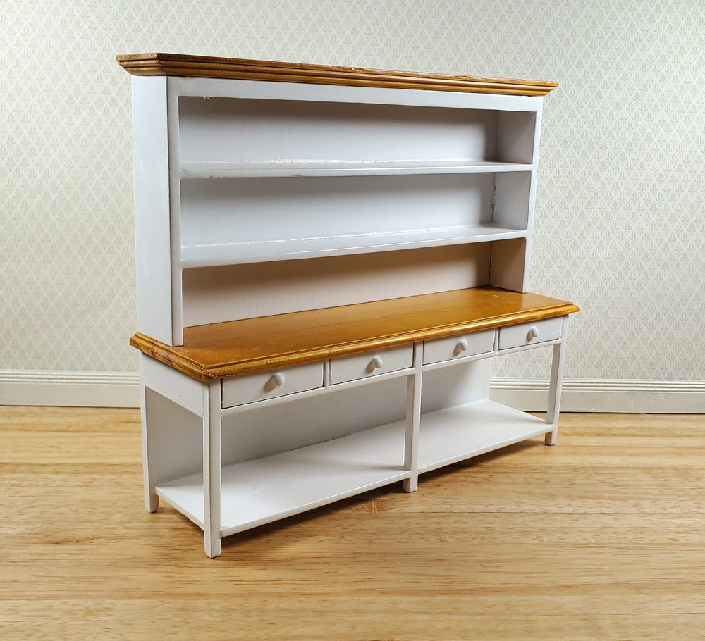 Dollhouse Georgian Welsh Dresser Kitchen Cupboard 1:12 Scale Miniature White Finish