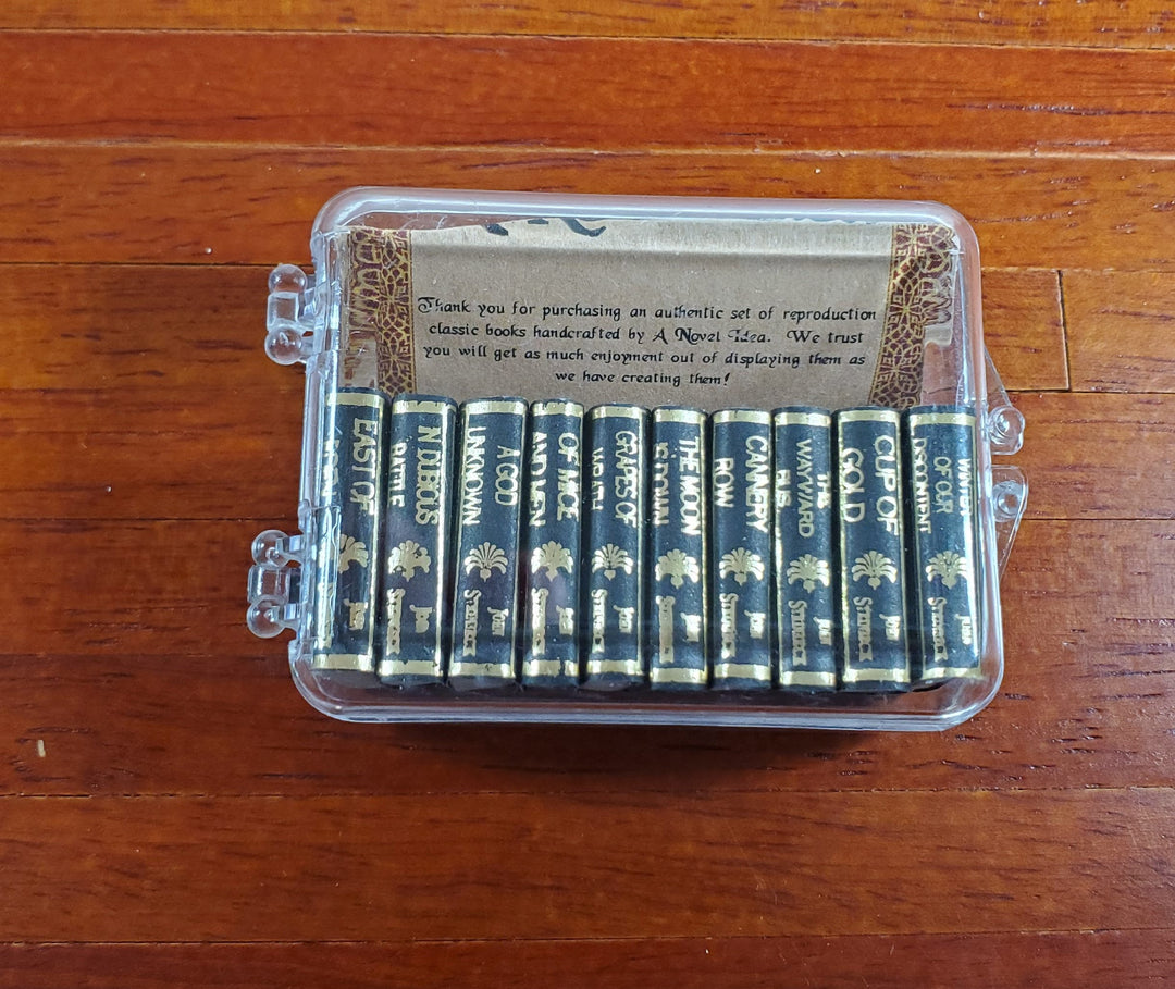 Dollhouse Book Set of 10 John Steinbeck 1:12 Scale Miniatures (blank inside)