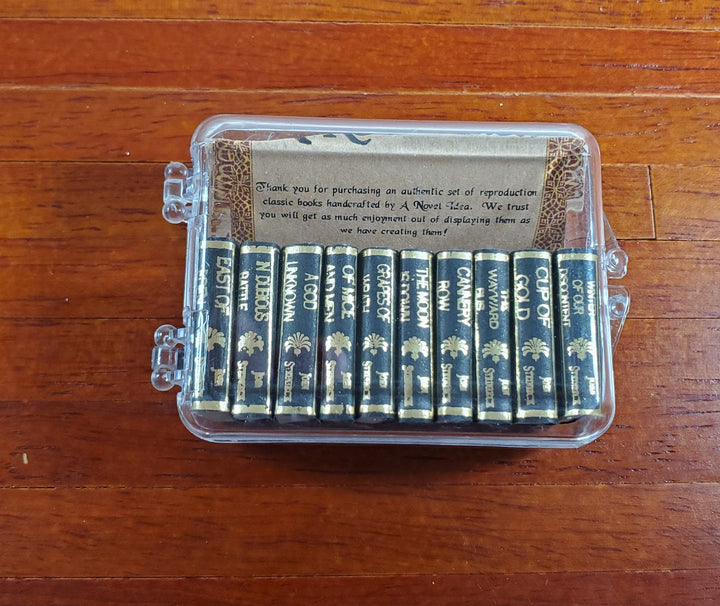 Dollhouse Book Set of 10 John Steinbeck 1:12 Scale Miniatures (blank inside)