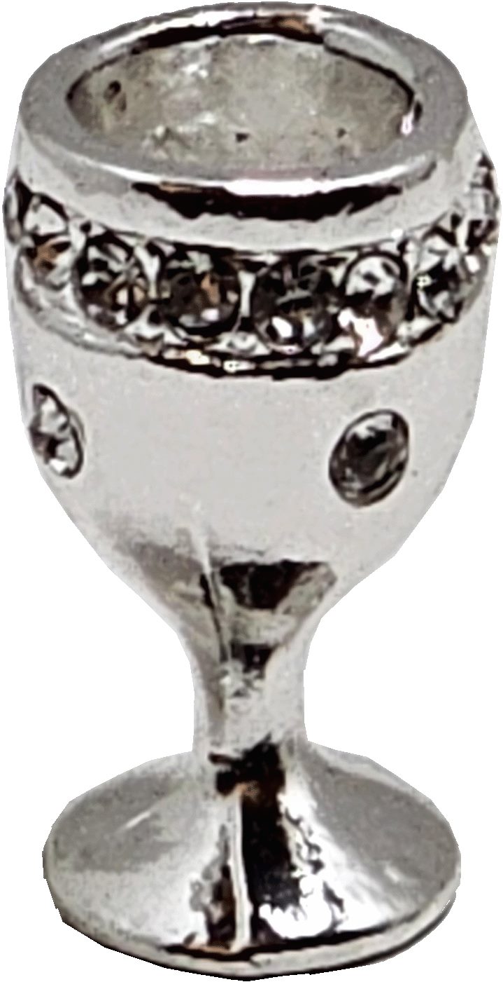 Dollhouse Silver Chalice Goblet with "Diamond" Jewels 1:12 Scale Miniature