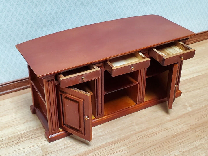 Dollhouse Kitchen Bar Island Large Walnut Finish 1:12 Scale Miniature Furniture