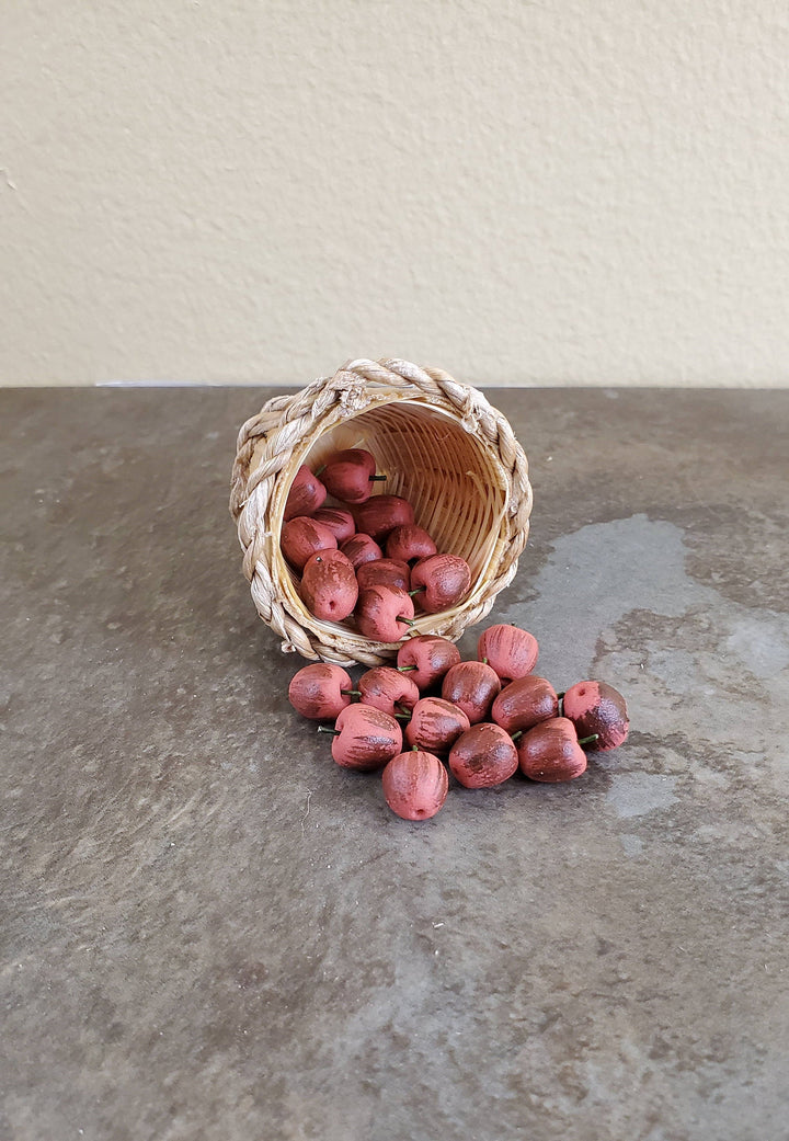 Dollhouse Red Apples in a Bushel Basket 1:12 Scale Miniatures Food Grocery