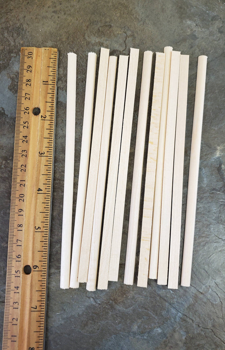 Dollhouse Miniature 6" Scrap Trim Half Round 1/4" wide 12 Pieces 1:12 Scale Flat Back