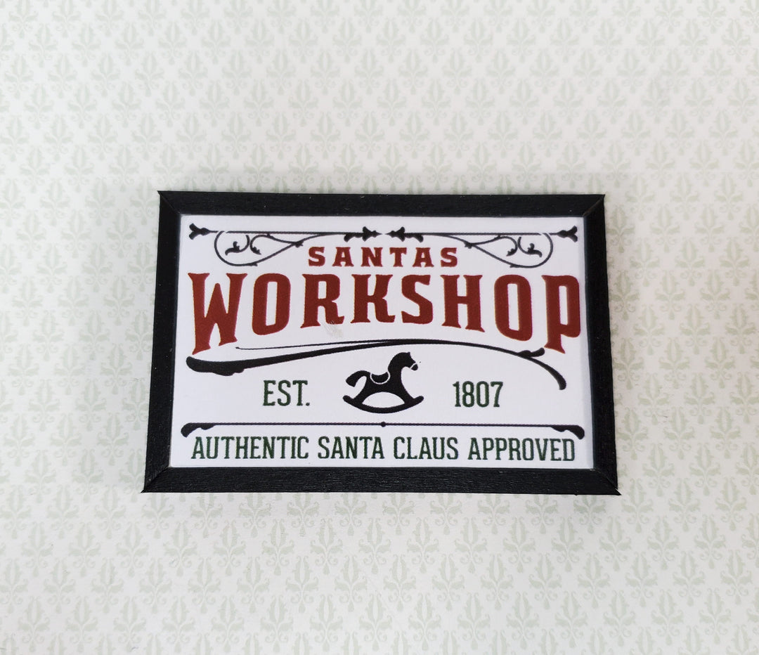 Miniature Santa's Workshop Wood Sign for Dollhouse 2.75" x 1.75" Handcrafted