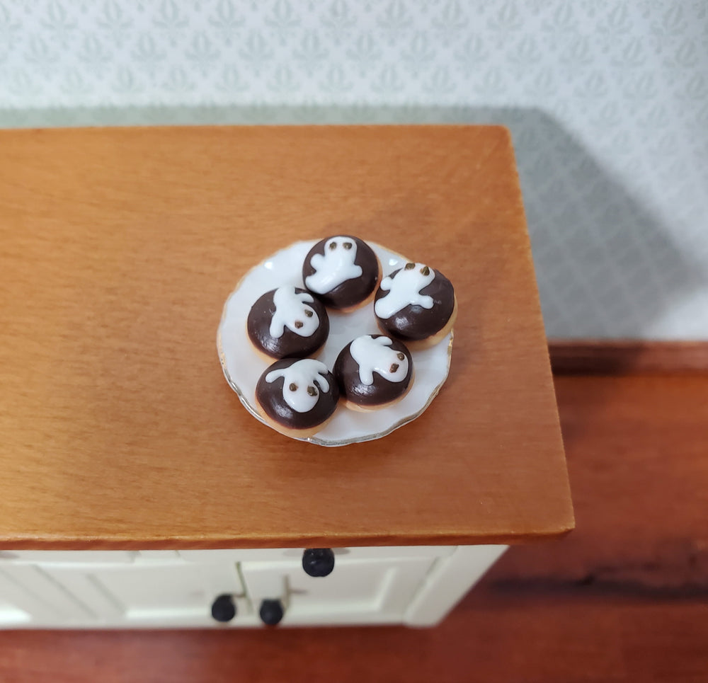 Dollhouse Pastries Donuts Halloween Ghosts Theme Set of 5 1:12 Scale Miniature