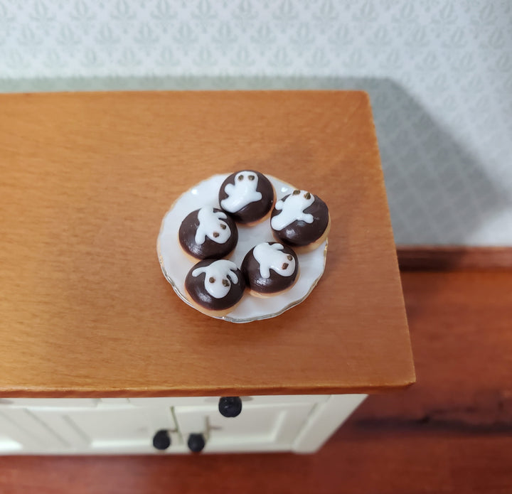 Dollhouse Pastries Donuts Halloween Ghosts Theme Set of 5 1:12 Scale Miniature