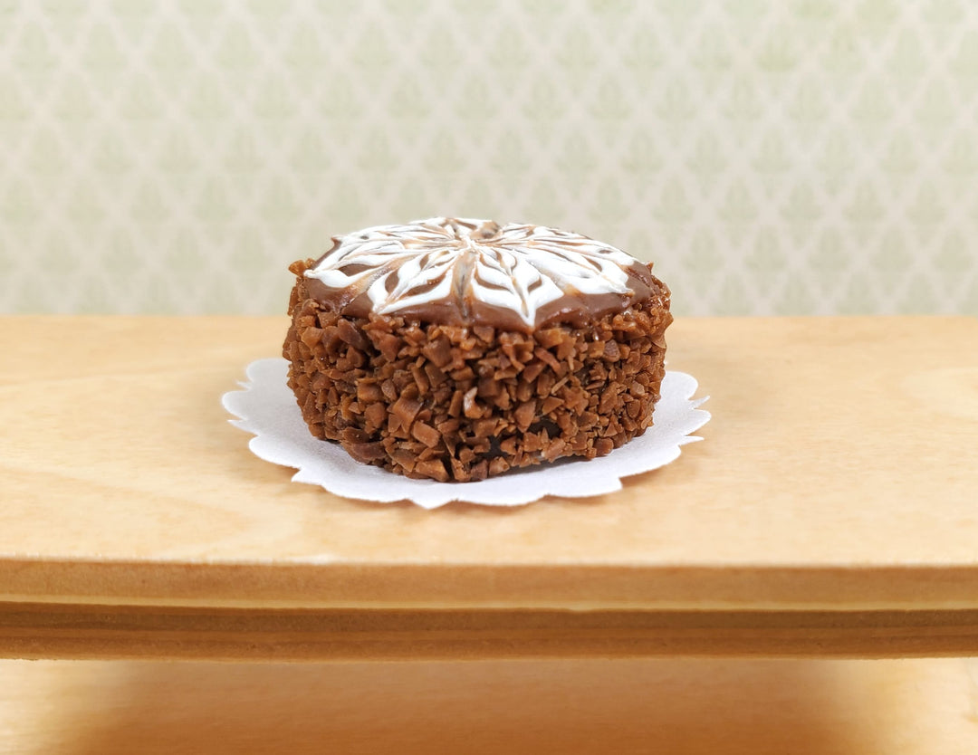 Dollhouse Chocolate Swirl Cake 1:12 Scale Miniature Food Prop Dessert Bakery