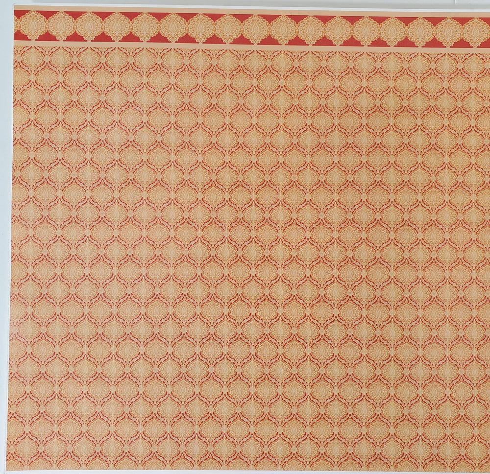 Dollhouse Wallpaper World Model Orange & Beige 1:12 Scale Flower Bursts